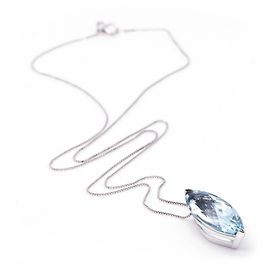 Autre Marque Collar de Oro con Aguamarina Blanco Azul claro
