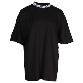Acne Studios Face Motif Mock Neck T-Shirt in Black Viscose Black