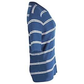Sandro-Sandro Paris T-shirt en maille rayée en laine bleue-Autre