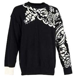 Sacai-Sacai Floral Knit Sweater in Black Wool-Black