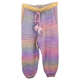 LoveShackFancy-LoveShackFancy Rainbow Knit Joggers em lã multicolorida-Multicor
