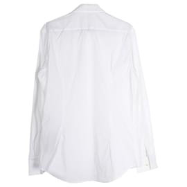Balenciaga-Balenciaga Chemise boutonnée à manches longues en coton blanc-Blanc