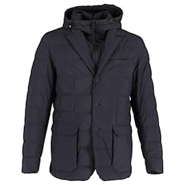 Moncler-Moncler Vernoux Blazer-Style Jacket in Navy Blue Wool-Navy blue