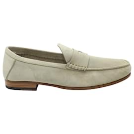 Tod's-Tod's Gommino Slip On Loafers in Beige Suede-Beige