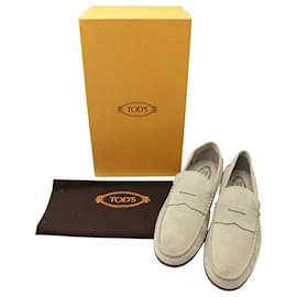 Tod's-Tod's Gommino Slip On Loafers in Beige Suede-Beige