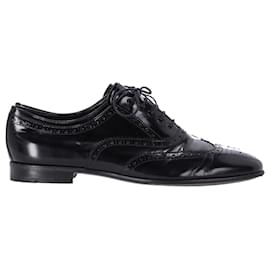 Prada-Zapatos brogue con cordones de Prada en charol negro-Negro