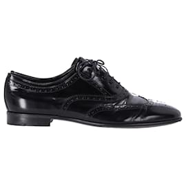 Prada-Prada Lace Up Brogues in Black Patent Leather-Black