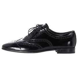 Prada-Zapatos brogue con cordones de Prada en charol negro-Negro