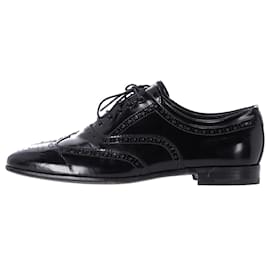 Prada-Prada Lace Up Brogues in Black Patent Leather-Black