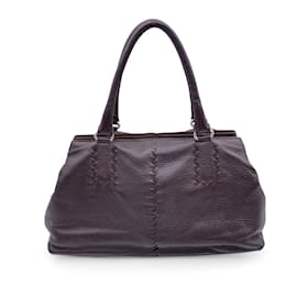 Bottega Veneta-Brown Leather Intrecciato Detail Tote Bag Handbag-Brown