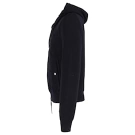 Tom Ford-Tom Ford Panelled Zip-Up Hoodie in Navy Blue Suede and Wool-Navy blue