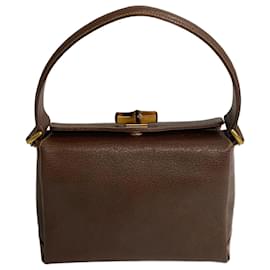 Gucci-Leather Bamboo Box Bag-Brown