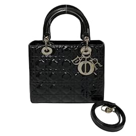 Dior-Cannage Patent Leather Lady Dior-Black