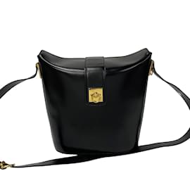 Céline-Leather Vintage Bucket Bag-Black