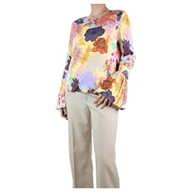 Autre Marque-Multicoloured floral printed flare sleeve top - size L-Multiple colors