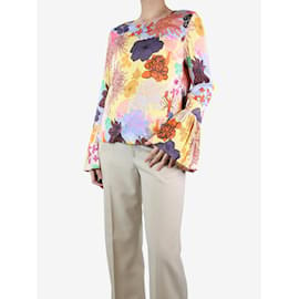 Autre Marque-Multicoloured floral printed flare sleeve top - size L-Multiple colors
