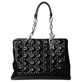Christian Dior-Lady Dior black patent leather shoulder bag-Black