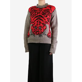 Joseph-Suéter superior em mistura de lã vermelha e marrom - tamanho M-Vermelho