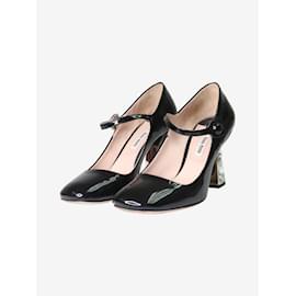 Miu Miu-Zapatos de tacón Mary Jane negros con pedrería - talla UE 37-Negro