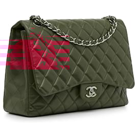Chanel-Chanel Red Maxi Classic Lambskin Single Flap-Red