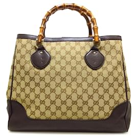 Gucci-Tote Diana de bambú de lona GG mediano marrón Gucci-Castaño,Beige