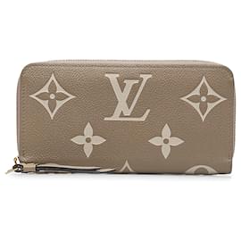 Louis Vuitton-Cartera con cremallera gigante Empriente con monograma marrón de Louis Vuitton-Castaño,Gris pardo