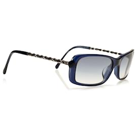 Chanel-Chanel Blaue, runde, getönte Sonnenbrille-Blau