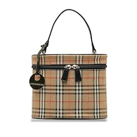 Burberry-Haymarket Check Canvas Vanity Bag-Brown