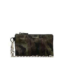 Prada-Nylon Wristlet Chain Pouch-Green