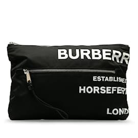 Burberry-Pochette in nylon con stampa Horseferry 8014756-Nero