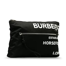 Burberry-Clutch de nailon con estampado Horseferry 8014756-Negro