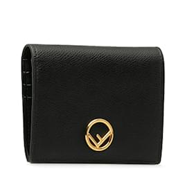 Fendi-F is Fendi Compact  Bi-Fold Leather Wallet 8MO837-Black