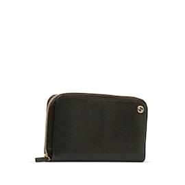 Gucci-Leather Interlocking G Zip Around Wallet 449347-Brown