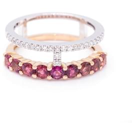 Autre Marque-Tourmaline and Diamond Ring.-White,Red,Golden
