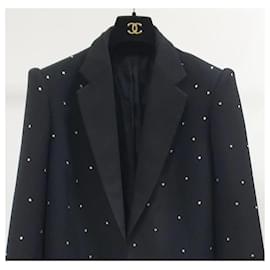 Chanel-Balenciaga Chaqueta Blazer Con Diamantes De Imitación-Negro
