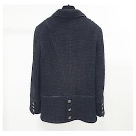 Chanel-Chanel CC Jewel Gripoix Buttons Grey Tweed Jacket-Black