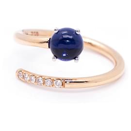 Autre Marque-Anel de safira e ouro e diamante-Azul marinho