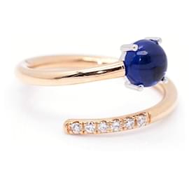 Autre Marque-Anello con zaffiro, oro e diamanti-Blu navy