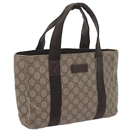 Gucci-GUCCI GG Supreme Hand Bag PVC Leather Beige 141976 auth 61845-Beige