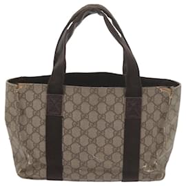 Gucci-GUCCI GG Supreme Hand Bag PVC Leather Beige 141976 auth 61845-Beige