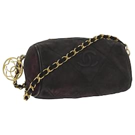 Chanel-CHANEL Chain Shoulder Bag Suede Purple CC Auth bs10550-Purple