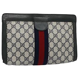 Gucci-GUCCI GG Supreme Sherry Line Clutch Bag Marinerot 89 01 002 Auth yk9831-Rot,Marineblau