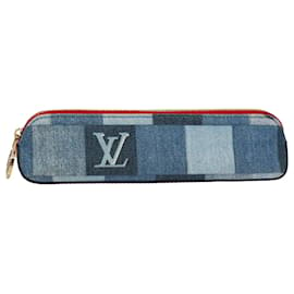 Louis Vuitton-LOUIS VUITTON Monogram Denim Trousse Elizabeth Pen Case Bleu GI0444 auth 61468-Bleu