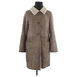 Tara Jarmon-leather trim coat-Beige