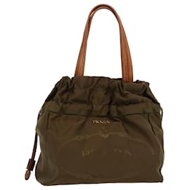 Prada-PRADA Shoulder Bag Nylon Khaki Auth bs10307-Khaki