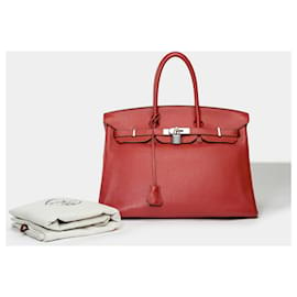 Hermès-Bolsa HERMES BIRKIN 35 em couro vermelho - 101632-Vermelho