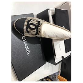 Chanel-Espadrilles-Black,Beige