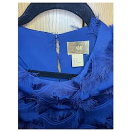 Autre Marque-H&M Blouse bleu foncé avec drapé-Bleu foncé