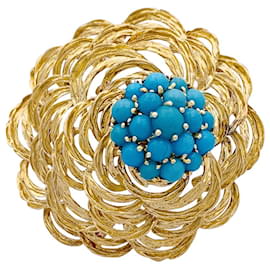 Cartier-Vintage Cartier clip, yellow gold and turquoise.-Other
