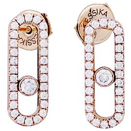Boucles d'oreilles Messika "Move Uno Pavées", or rose, diamants. Autre